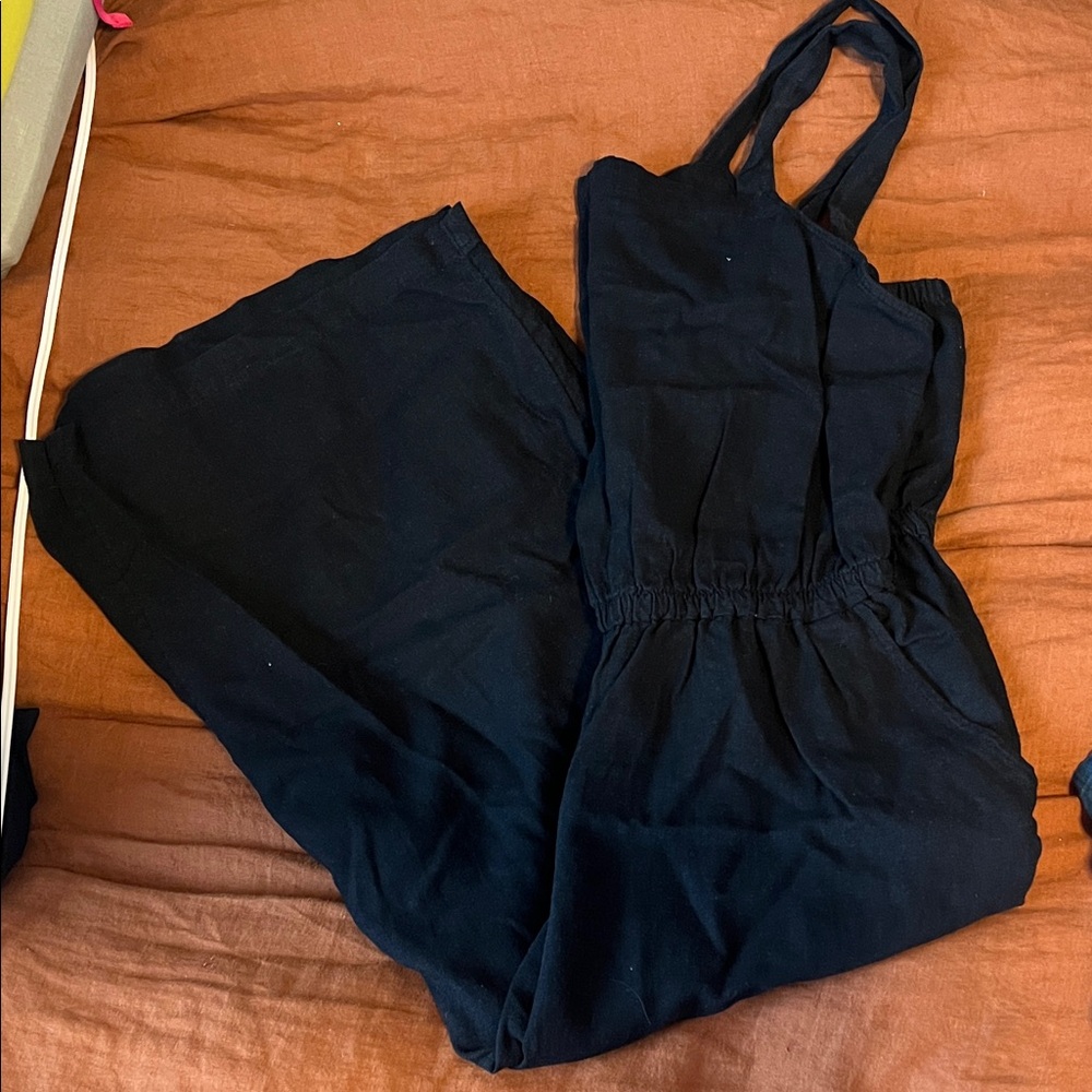 Black Linen Sleeveless Jumpsuit